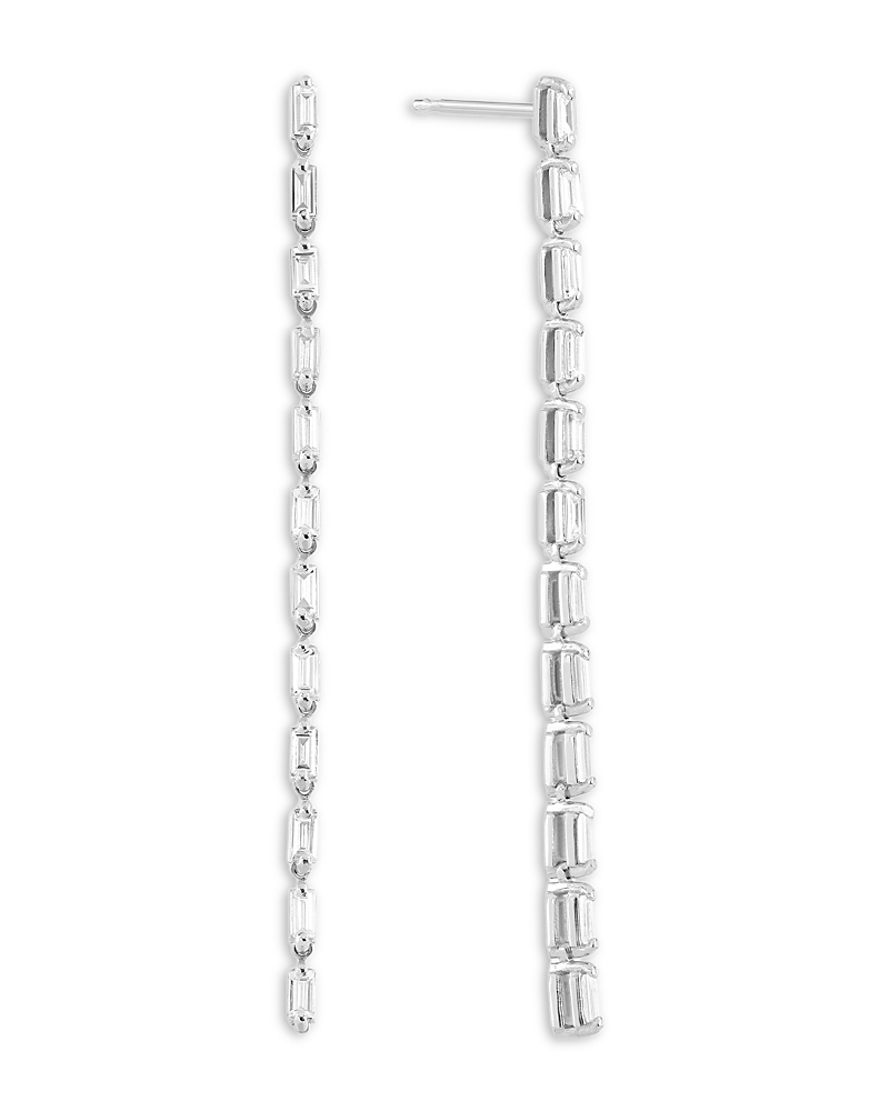 Lana Jewelry Baguette Diamond Tennis Linear Drop Earrings In 14k Yellow Or White Gold, 0.55 Tcw In Metallic