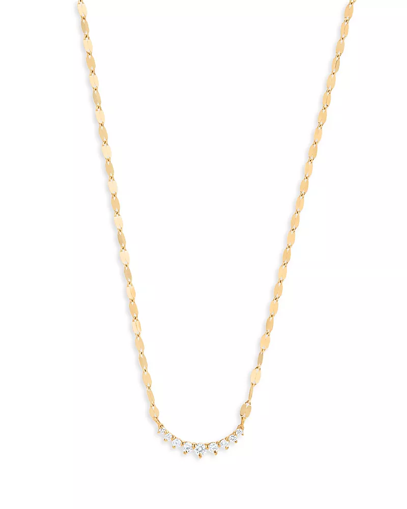 Lana Jewelry 14K Yellow Gold Diamond Curved Bar Necklace, 18