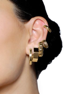 14K Yellow Gold Faceted Disco Small Hoop Earrings