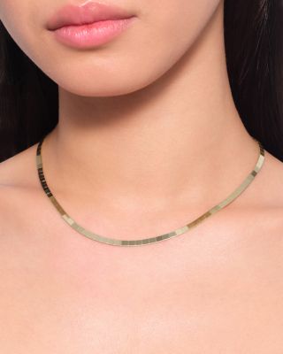 14K Yellow Gold Flash Tile Collar Necklace, 16"