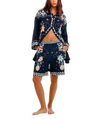 Chrissy Embroidered Shirt Swim Cover-Up