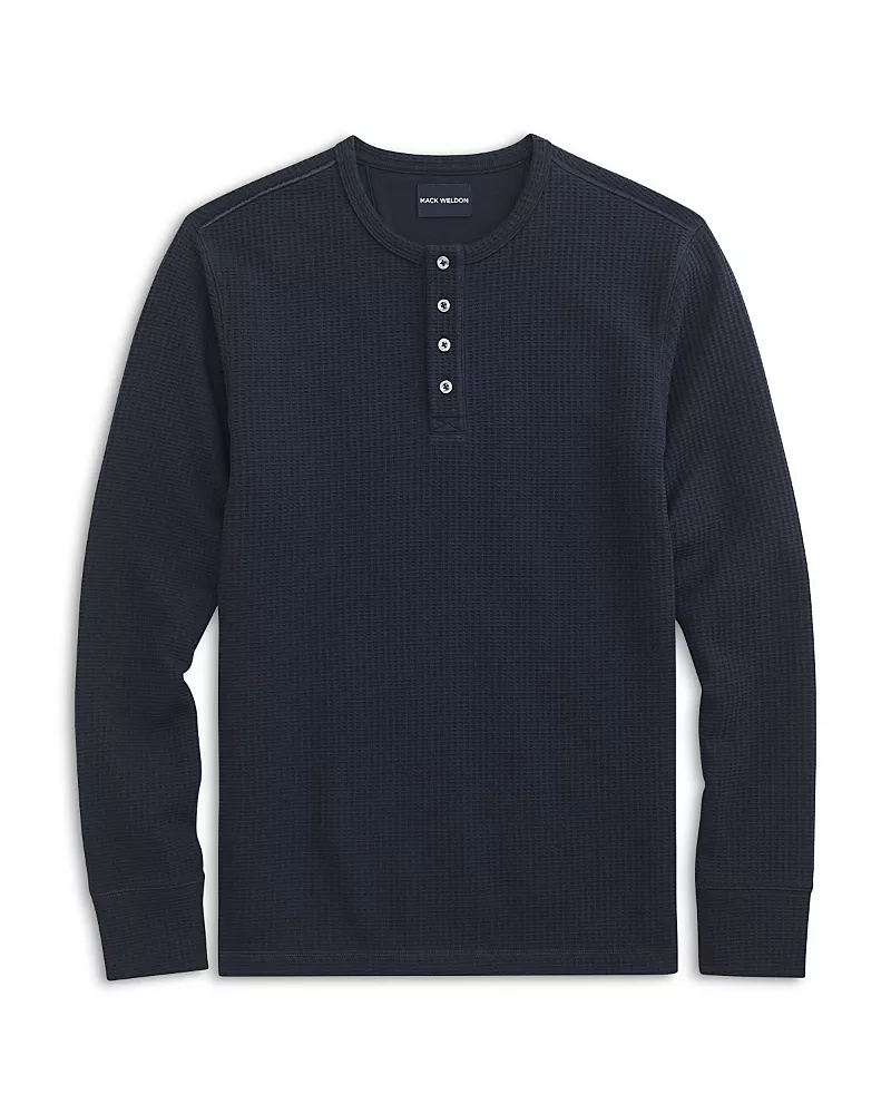Mack Weldon Long Sleeved Waffle Knit Henley Tee