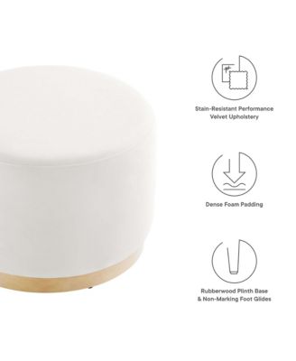 Tilden Large 23" Round Performance Velvet Upholstered Ottoman