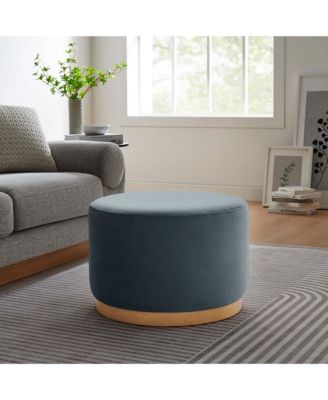 Tilden Large 23" Round Performance Velvet Upholstered Ottoman