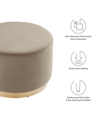 Tilden Large 23" Round Performance Velvet Upholstered Ottoman
