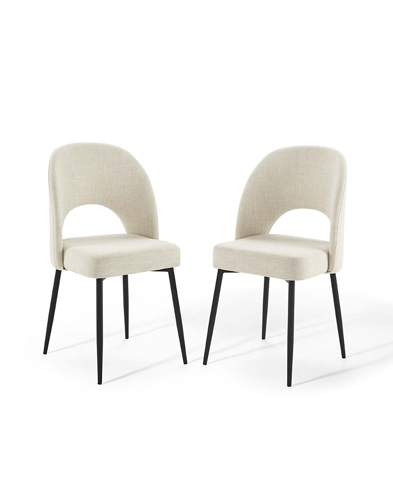 Modway Rouse Upholstered Fabric Dining Side Chair, Set Of 2 In White