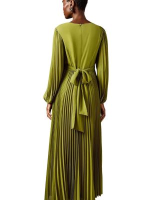Pleated Wrap Front Dress