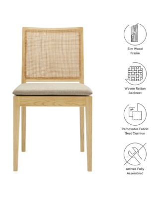 Ovard Wood and Rattan Dining Chair