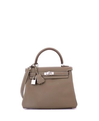 Kelly 25 Handbag Grey Swift with Palladium Hardware