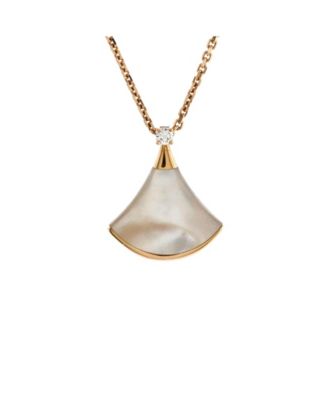 Pre-Owned Bvlgari - Small Divas' Dream Pendant Necklace 18K Rose Gold with Mother of Pearl and Diamond, 15.75 - 17"