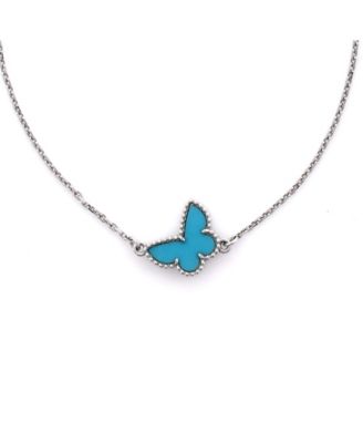  Sweet Alhambra Butterfly Bracelet 18K White Gold and Turquoise