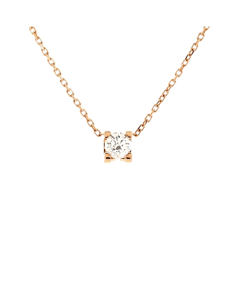 PRE-OWNED CARTIER Pre-owned Cartier 0.20-0.29ct C De Cartier Necklace 18k Rose Gold And Diamond, 15.25 - 16.5" In Pink