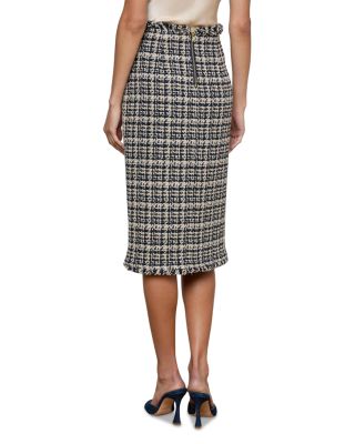 Jia Crop Jacket & Tai Metallic Plaid Button Front Midi Skirt