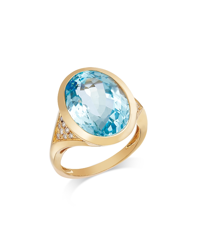 Bloomingdale's Fine Collection Sky Blue Topaz & Diamond Ring in 14K Yellow Gold