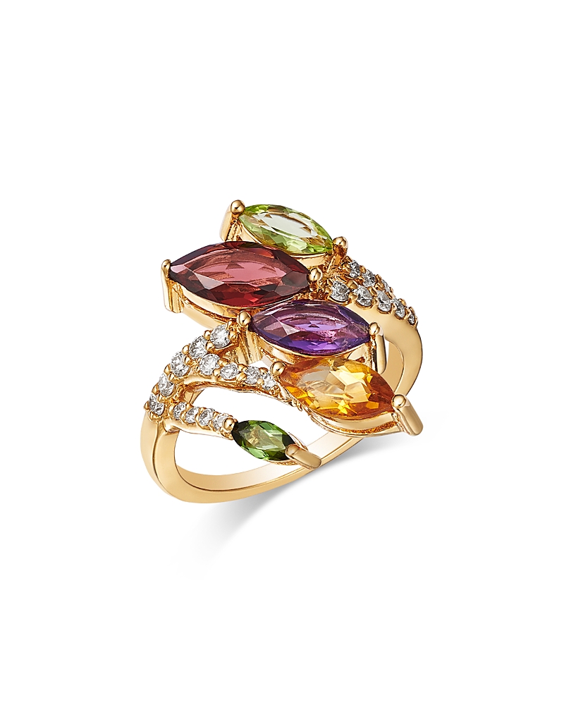 Bloomingdale's Fine Collection Multi Gemstone & Diamond Bypass Ring