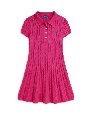 Girls' Cable Knit Cotton Polo Sweater Dress - Big Kid, Little Kid