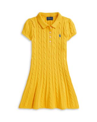 Girls' Cable Knit Cotton Polo Sweater Dress - Little Kid