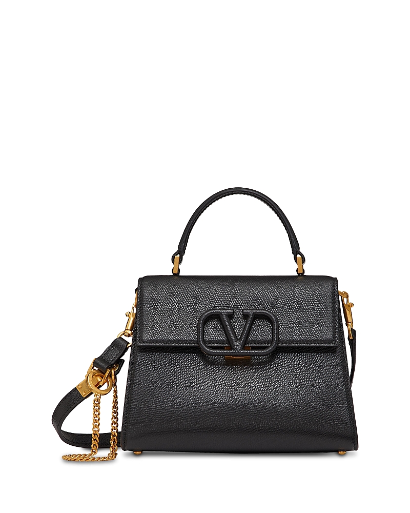 Valentino Vsling Small Vlogo Convertible Top Handle Bag In Black