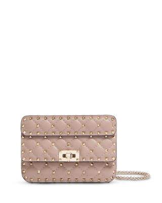 Small Rockstud Embellished Quilted Leather Shoulder Bag