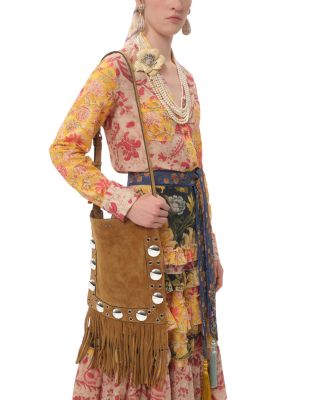 Nellc&ocirc;te VLogo Fringe Shoulder Tote Bag in Suede