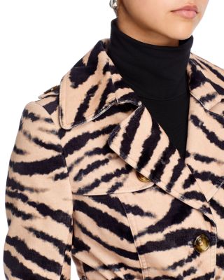 Karlie Zebra Velveteen Trench Coat