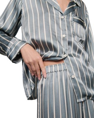 Inez Printed Washable Silk Long Pajama Set