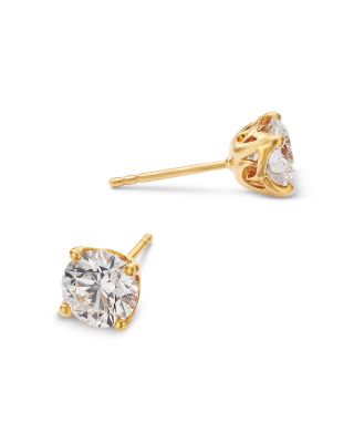 Certified Lab Grown Diamond Tulip Setting Stud Earrings in 18K Yellow Gold, 2.0 tcw