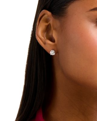 Certified Lab Grown Diamond Stud Earrings in 18K White Gold, 3.0 tcw