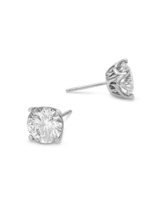 Certified Lab Grown Diamond Stud Earrings in 18K White Gold, 4.0 tcw