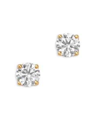 Certified Lab Grown Diamond Tulip Setting Stud Earrings in 18K Yellow Gold, 4.0 tcw