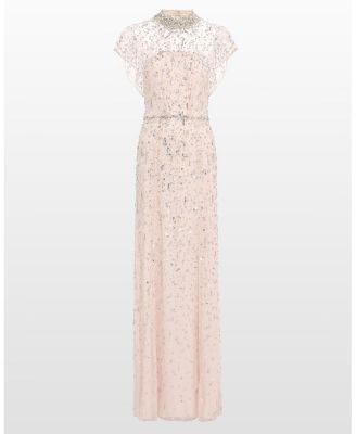 Crystal Drop Crystal-Embellished High-neck Maxi Dress