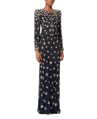 Madrigal Star-embellished Long-sleeve Maxi Dress