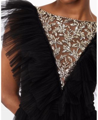 Foxglove Embellished Ruffled-tulle Maxi Dress