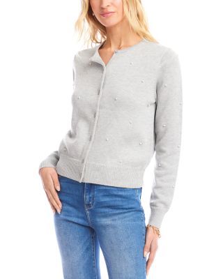 Faux Pearl Trim Cardigan