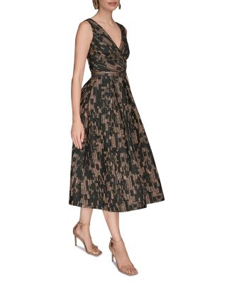 Pleated Brocade Dress