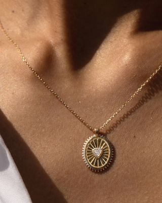 Inner Fire Medallion in 14K Yellow Gold, 0.11ctw Trillion Lab Grown Diamond, 16-18"