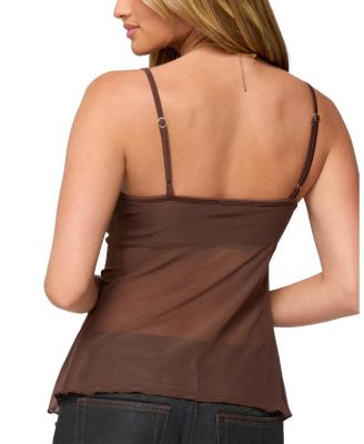  Reeve Split Front Sheer Mesh Top