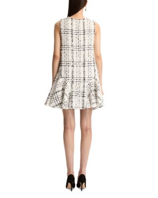 Plaid Eyelash Tweed Shift Dress