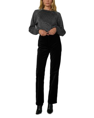 The Margot High Rise Straight Velveteen Jeans in Black