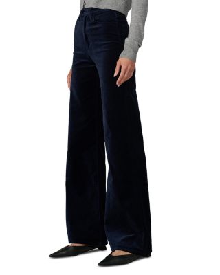 The Mia High Rise Wide Leg Velveteen Jeans in Maritime Blue
