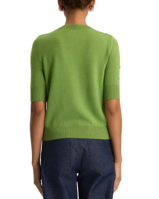 Wool Floral Cluster Elbow Sleeve Sweater