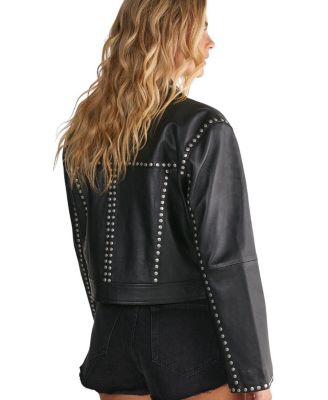 Leather Studded Cropped Jacket