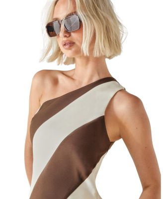 Stripe Tailored One Shoulder Top