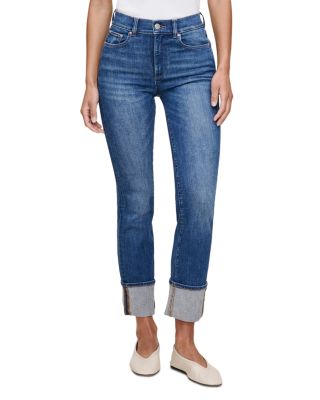 Mara Straight Mid Rise Instasculpt™ Ankle Jeans in Solace Cuffed