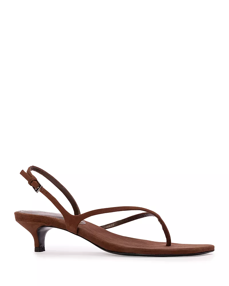 Black Suede Studio Women's Square Toe Strappy Sandals