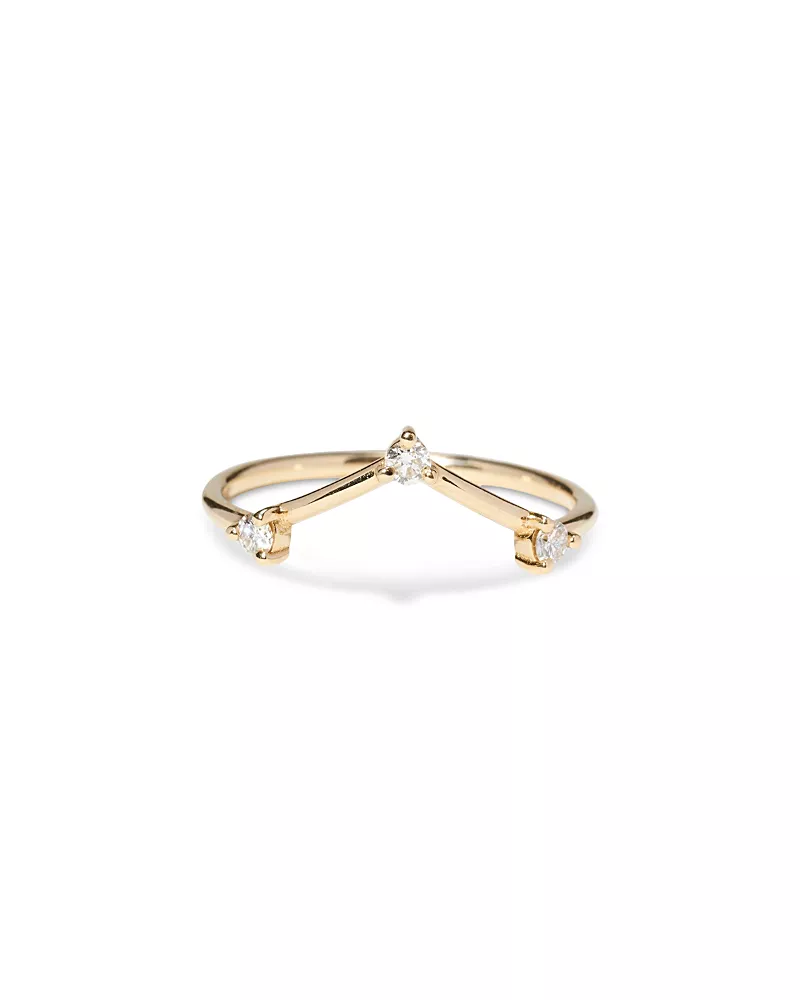 Wwake 14K Yellow Gold Diamond Triangle Ring