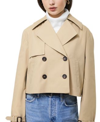 Cropped Twill Trench Coat