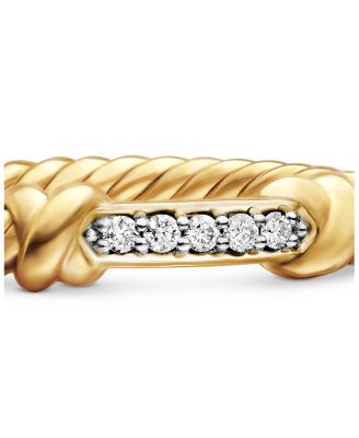 Petite Helena Wrap Band Ring in 18K Yellow Gold with Diamonds, 4mm