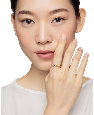 Petite Buckle Ring in 18K Yellow Gold with Diamonds