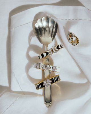 Diamond Chevron Double Buckle Bracelet in 18K Yellow Gold & Platinum